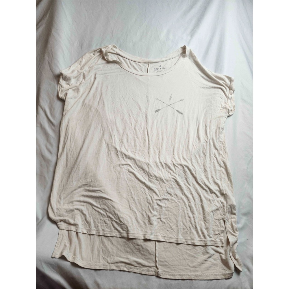 American Eagle Soft Sexy Jegging T Shirt Womens L/XL White Knit Tunic Casual